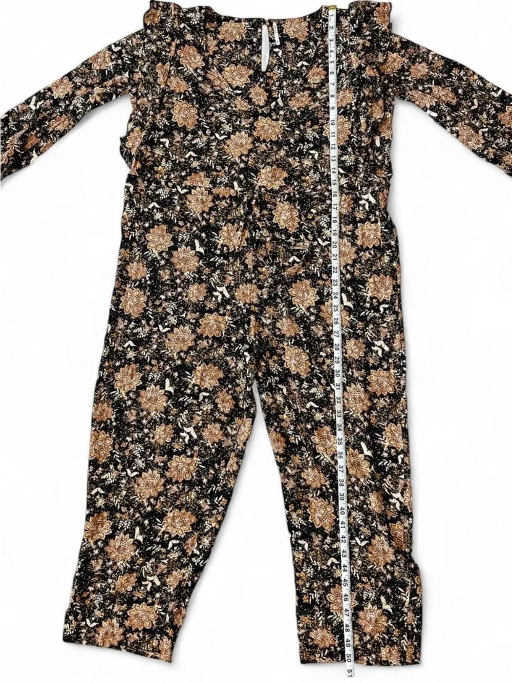 FREE PEOPLE Lux Floral Floral Ruffle Drawstring Waist Jumpsuit Women’s - Medium